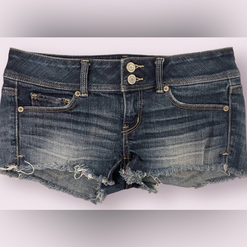 Vintage Y2K 2000s American Eagle Distressed Denim Micro Mini Jean Shorts